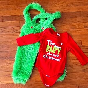 Unisex “The Baby Who Stole Christmas” Grinch Costume Outfit 18-24M Green/Red